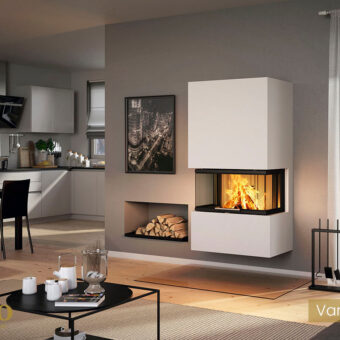 Vento Nordic Varia AS-3RLh – dreiseitiger Einbaukamin